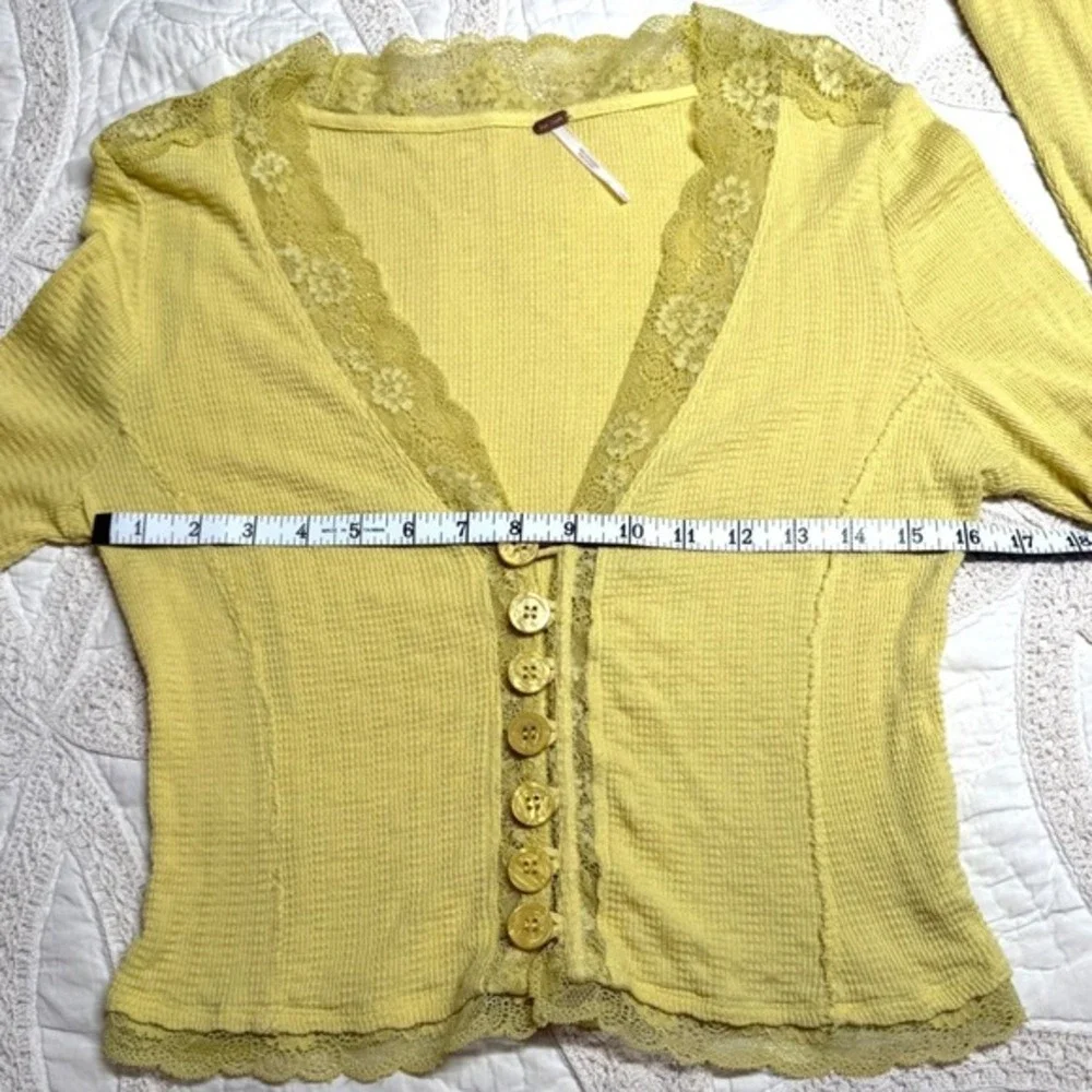 Free People‎ Large Thermal Lace Coquette Cottagecore Yellow Romantic Victorian
